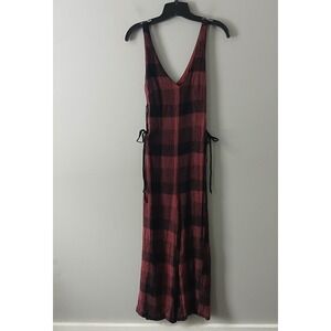 Anthropologie Ett Twa Size 10 Wide Leg Jumpsuit Buffalo Plaid Checkered Bow‎